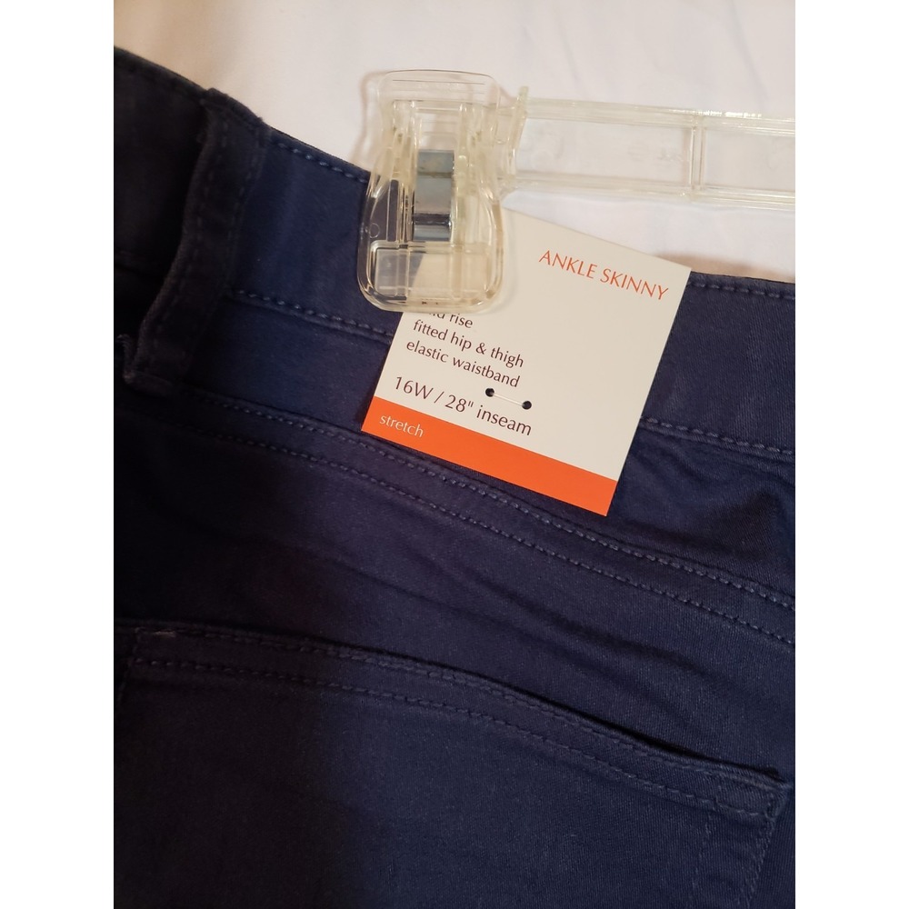 Women's Knox Rose Skinny Ankle Barrel Navy Pants Size 16W (H407) - Picture 3 of 5